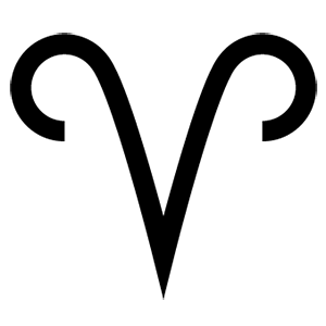 The iconic Aries zodiac symbol, representing the ram’s bold and energetic spirit
