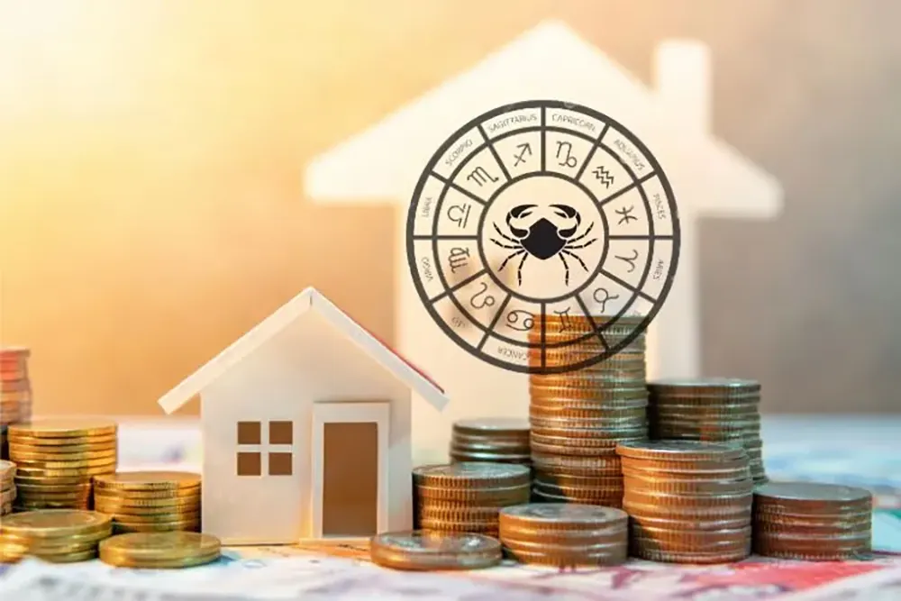 January 2026 Financial Horoscope Cancer with Zodiac Sign and Money Coins