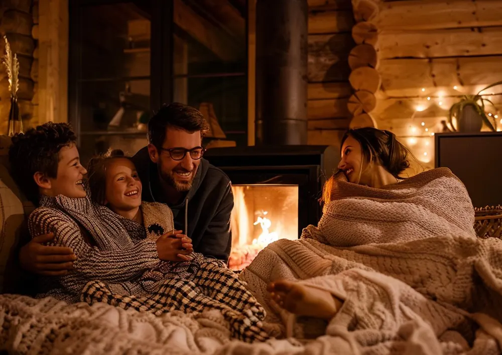 Cozy family gathering by the fireplace – Cancer January 2026 horoscope focus on family ties