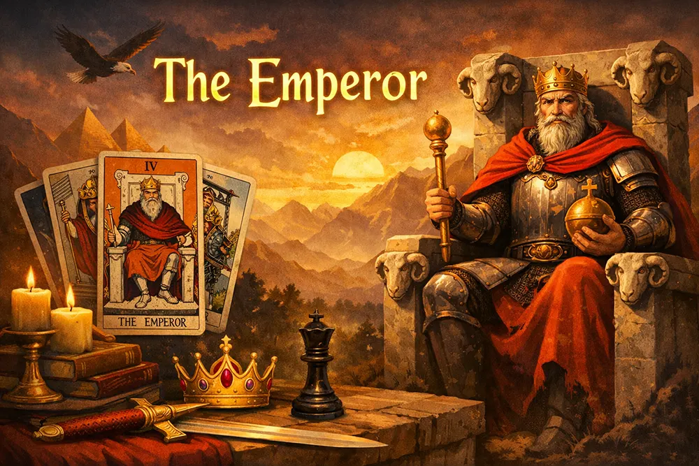 The Emperor tarot card meaning showing structure authority and confident leadership