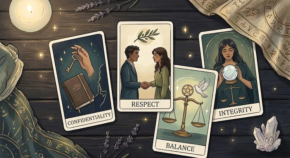 Illustration of tarot cards representing tarot reading ethics