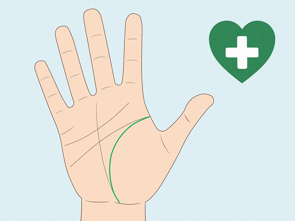 Real-life example of a palm with chained life line, demonstrating health fluctuations in palm reading