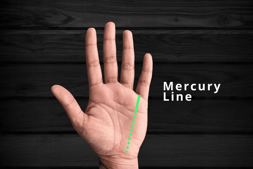 Faint Mercury Line – Does It Indicate Weak Health? 3 Close-up of a palm with a faint Mercury line in palm reading