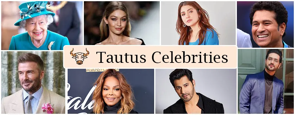 Collage of famous personalities showcasing Taurus personality traits
