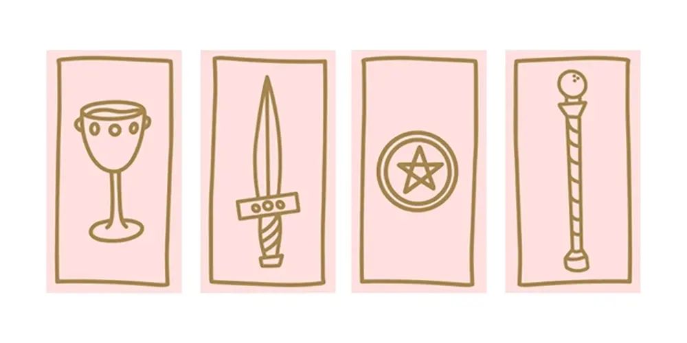 How to Read Tarot Cards for Beginners: A Step-by-Step Guide 4 Minor Arcana tarot suits including cups, swords, pentacles, and wands for beginners