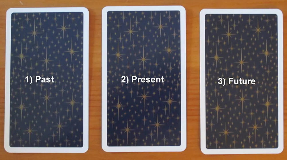 How to Read Tarot Cards for Beginners: A Step-by-Step Guide 8 Three-card tarot spread for past, present, future