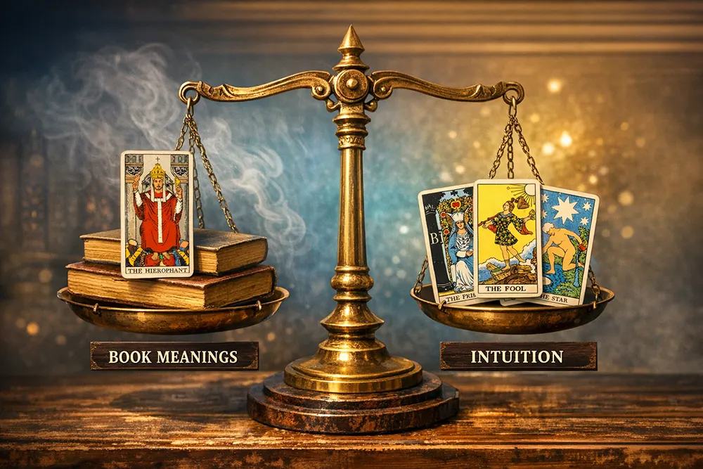 Using Intuition vs. Book Meanings in Tarot Readings: The Ultimate Guide to Intuitive Mastery 2 intuition in tarot readings vs traditional book meanings comparison