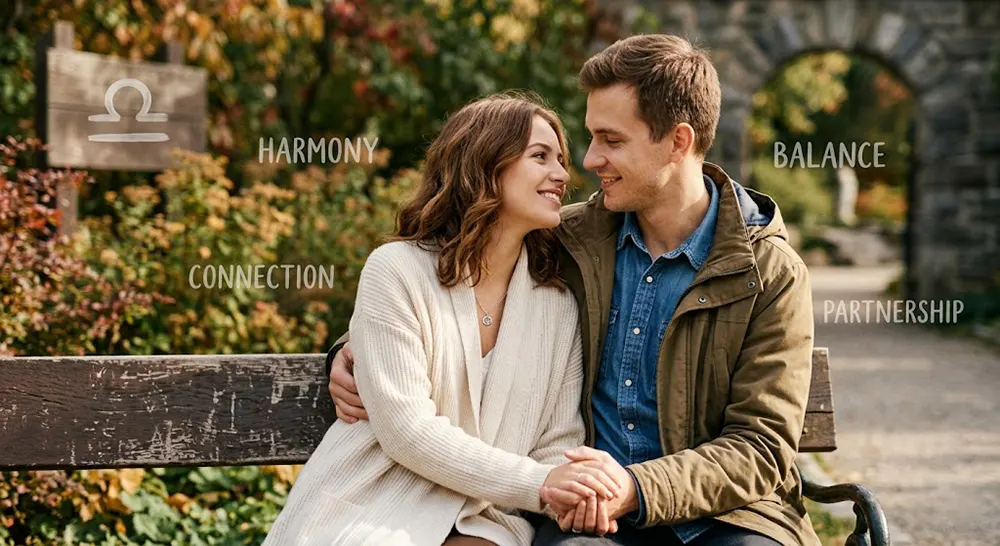 Libra in love — romantic couple representing Libra zodiac relationship traits and compatibility