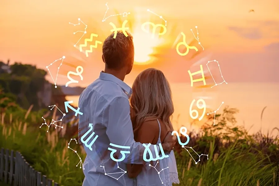 Romantic Couple Under the Stars Symbolizing Love in Horoscopes