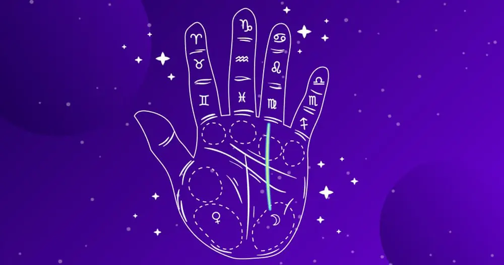 Illustration explaining Sun Line meaning in palm reading with focus on relationships