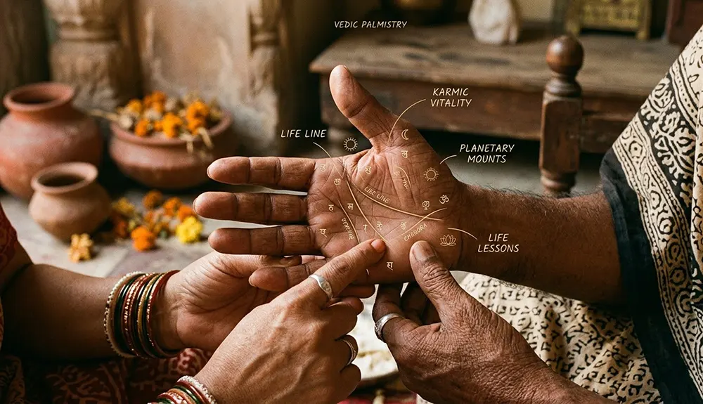 Indian palmistry life line in palmistry with planetary mounts Vedic style