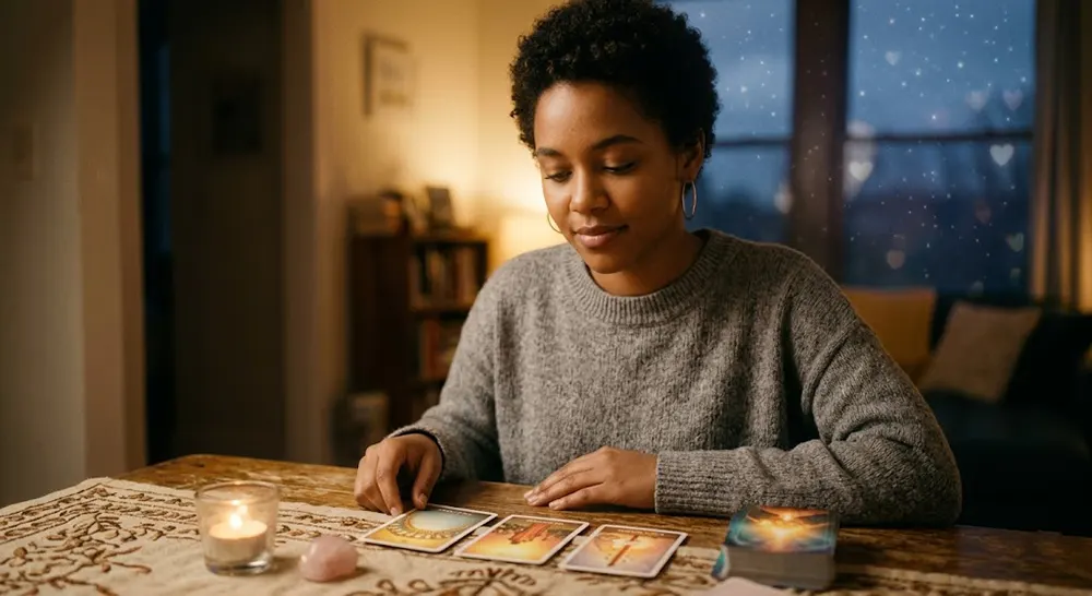 Love Tarot Reading: What to Expect in Your Journey to Romance and Connection 3 Woman receiving empowering love tarot reading for clarity in romance and relationships